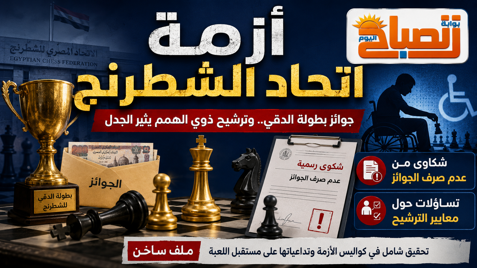 «جوائز ضائعة وترشيح غامض».. أزمة تضرب اتحاد الشطرنج بعد بطولة الدقي وملف ذوي الهمم